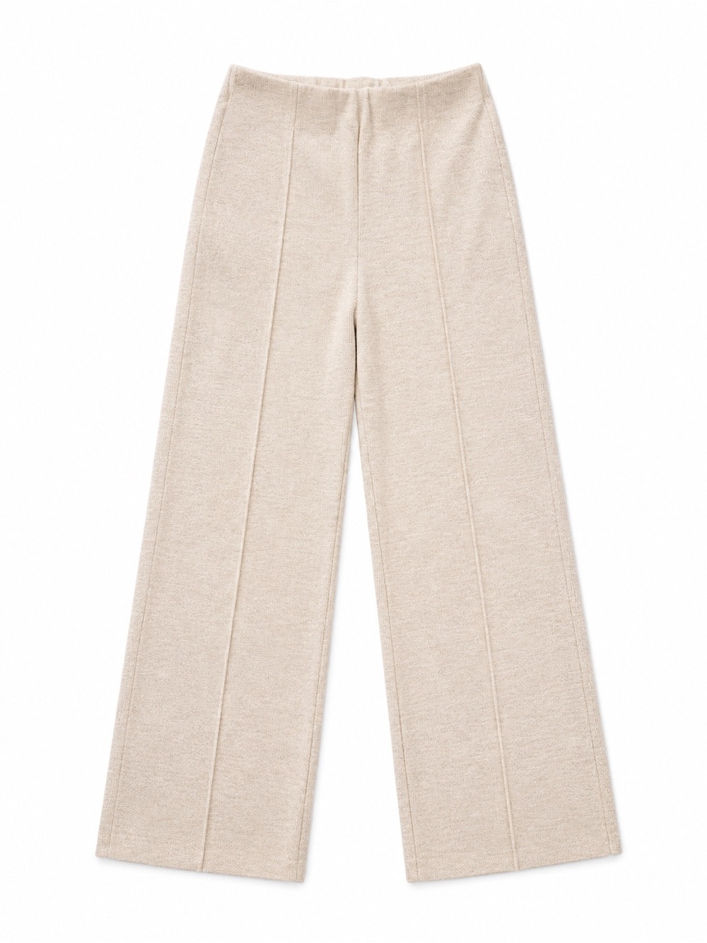 Zara Women’s Size S Cream Heather Knit Wide Leg Pull On Pants 28” Inseam